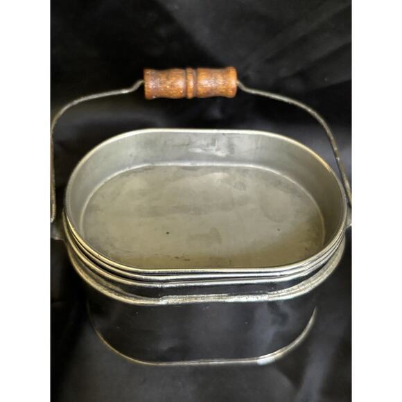 Antique Salesman Sample Miner's Lunch Box 3" Tall x 3.5" Wide Wooden Handle - Picture 12 of 16